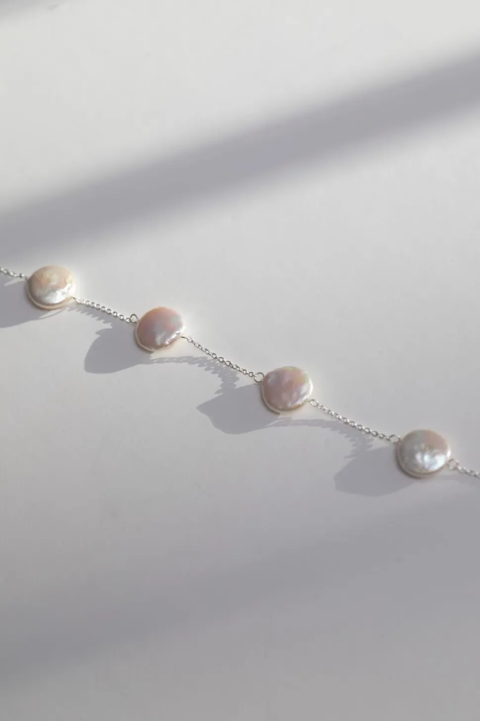 Sterling Silver 925 Coin Pearl Bracelet