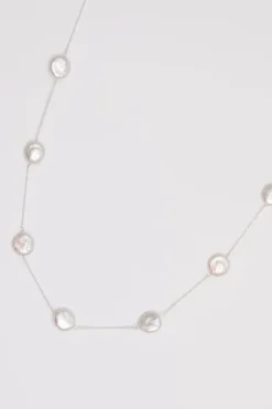 Sterling Silver 925 Coin Pearl Necklace