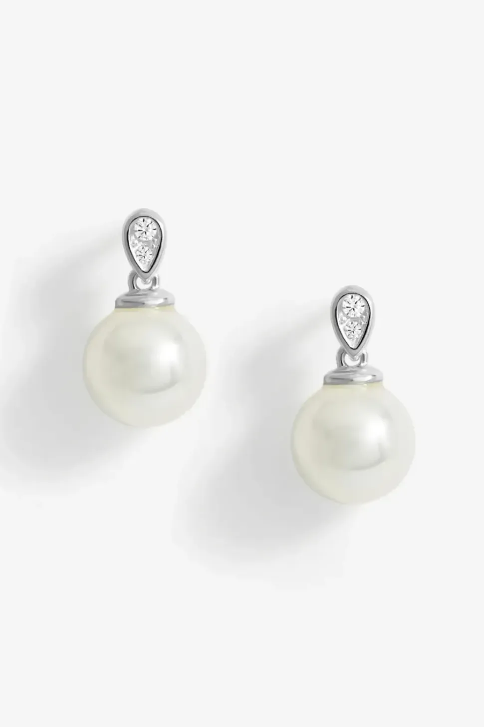 Sterling Silver 925 Cubic Zirconia and Pearl Classic Stud Earrings