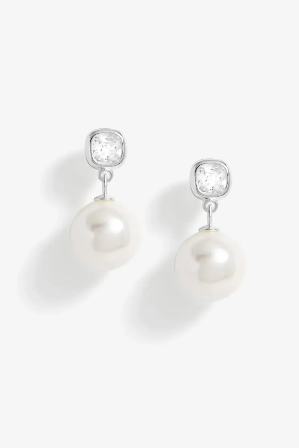 Sterling Silver 925 Cubic Zirconia and Pearl Drop Earrings