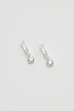Sterling Silver 925 Cubic Zirconia Crystal Stone Huggie Hoop Earrings