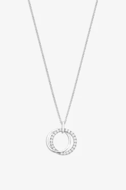Sterling Silver 925 Cubic Zirconia Double Open Pendant