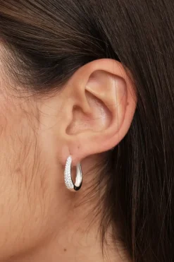 Sterling Silver 925 Cubic Zirconia Graduated Linear Besel Drop Earrings