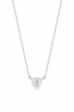 Sterling Silver 925 Cubic Zirconia Heart Pendant Necklace