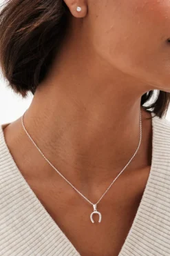 Sterling Silver 925 Cubic Zirconia Horseshoe Pendant