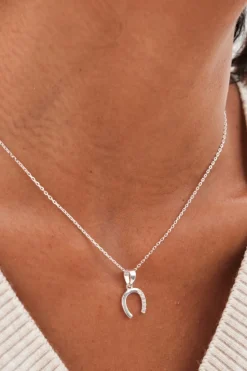 Sterling Silver 925 Cubic Zirconia Horseshoe Pendant
