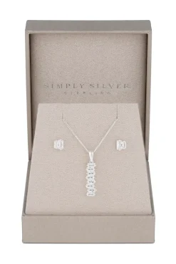 Sterling Silver 925 Cubic Zirconia Icicle Stick Set - Gift Boxed