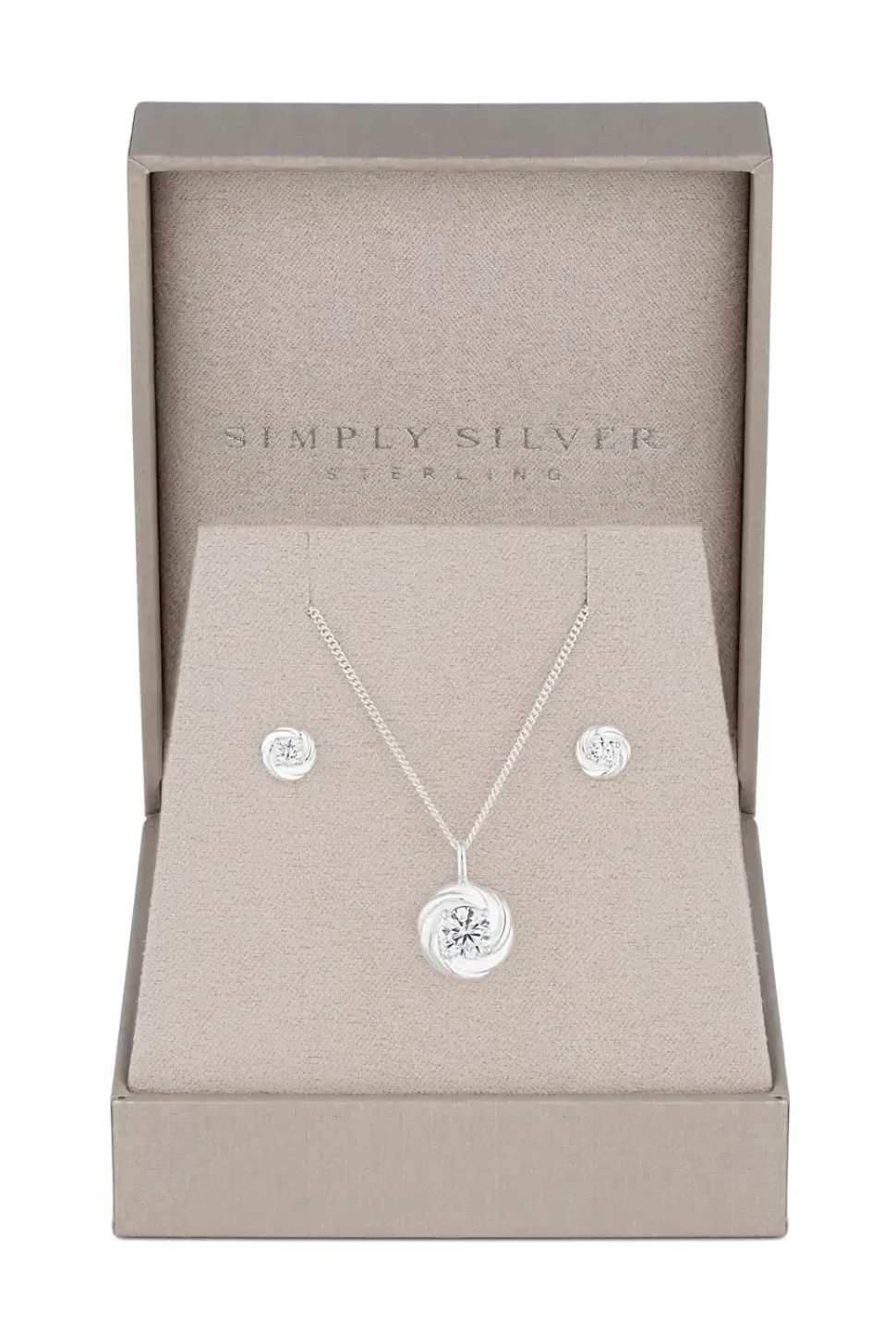 Sterling Silver 925 Cubic Zirconia Knot Set - Gift Boxed