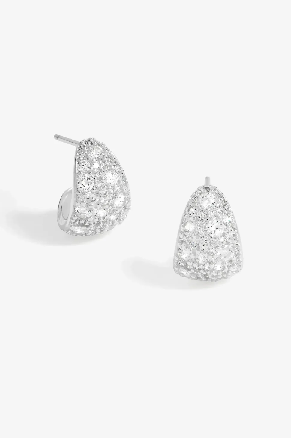 Sterling Silver 925 Cubic Zirconia Pave Hoop Earrings