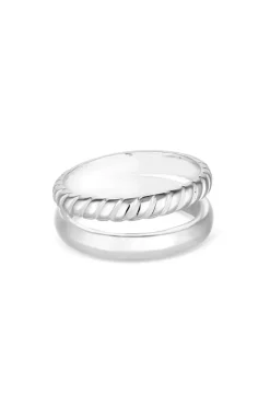 Sterling Silver 925 Cubic Zirconia Polished Rope Ring