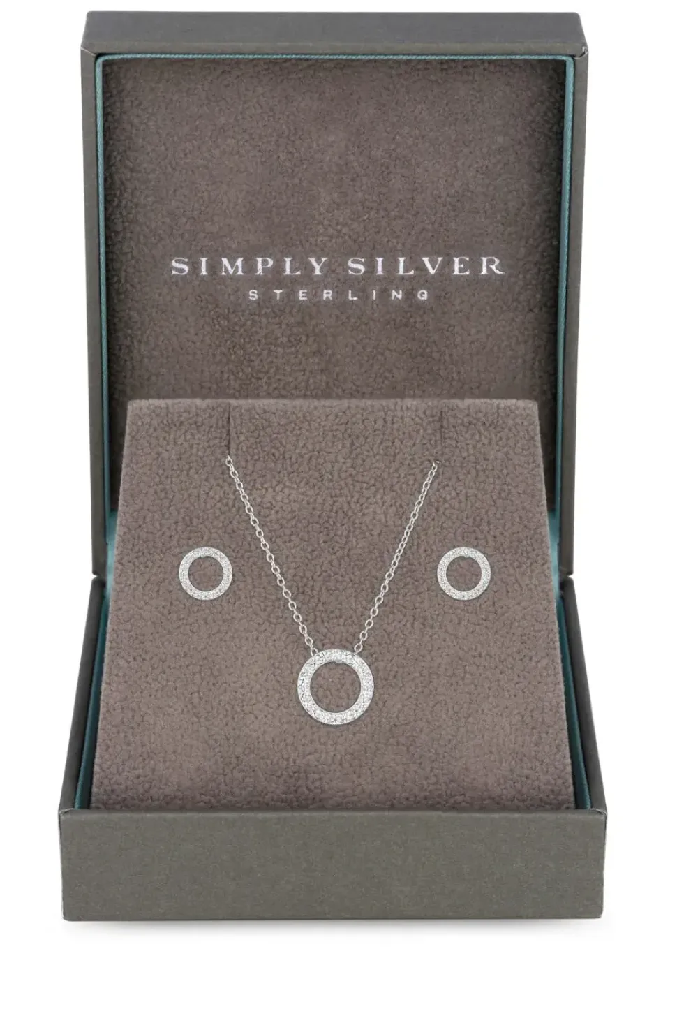 Sterling Silver 925 Cubic Zirconia Round Open Set - Gift Boxed
