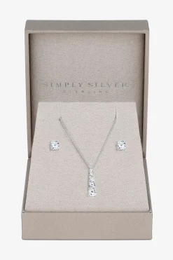 Sterling Silver 925 Cubic Zirconia Stick Set - Gift Boxed