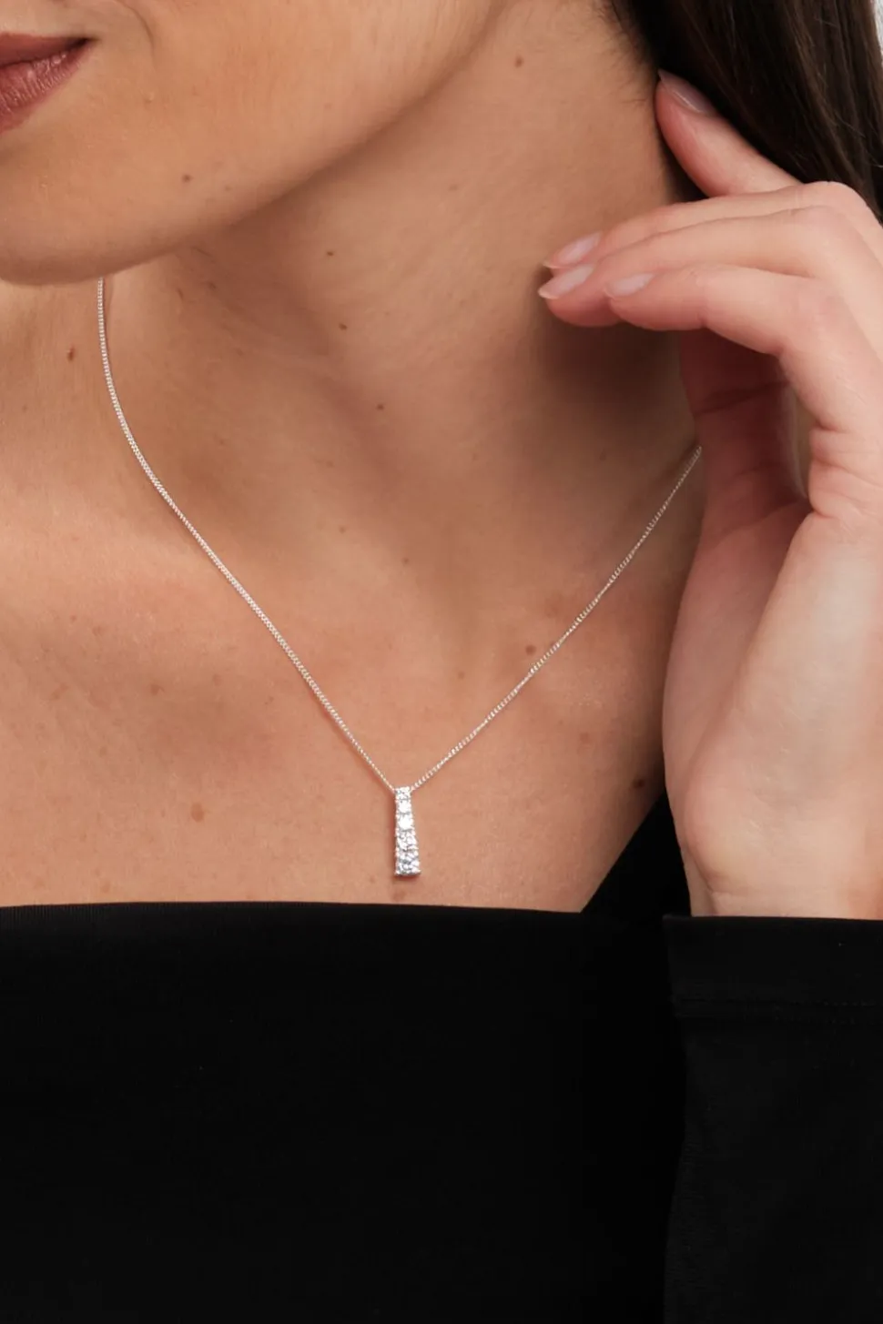 Sterling Silver 925 Cubic Zirconia Stick Set - Gift Boxed