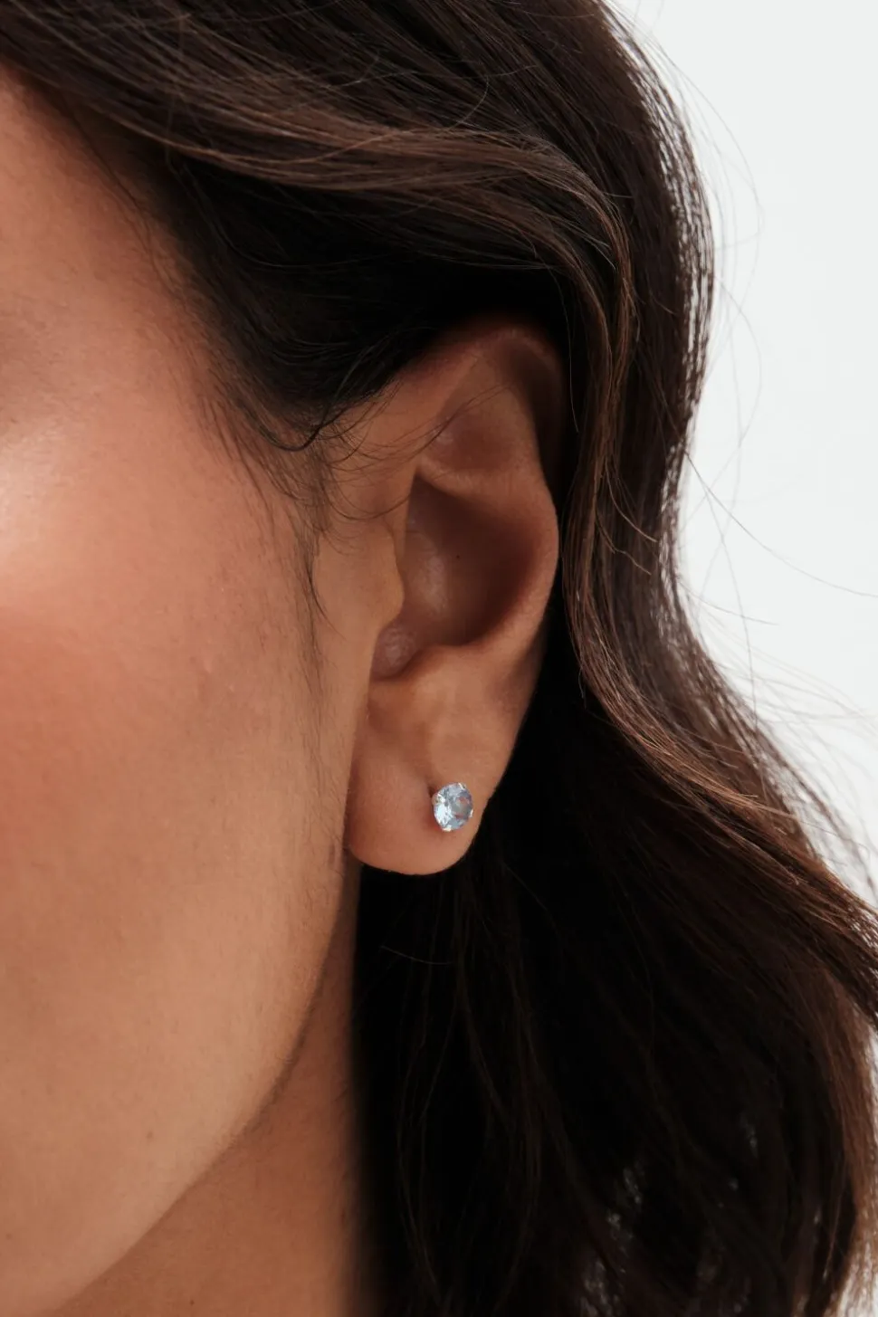 Sterling Silver 925 Cubic Zirconia Topaz Round 8mm Stud Earrings