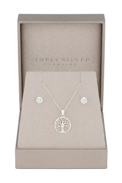 Sterling Silver 925 Cubic Zirconia Tree of Love Jewellery Set - Gift Boxed