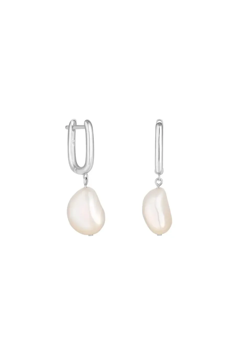 Sterling Silver 925 Fresh Water Pearl Hoop Earrings