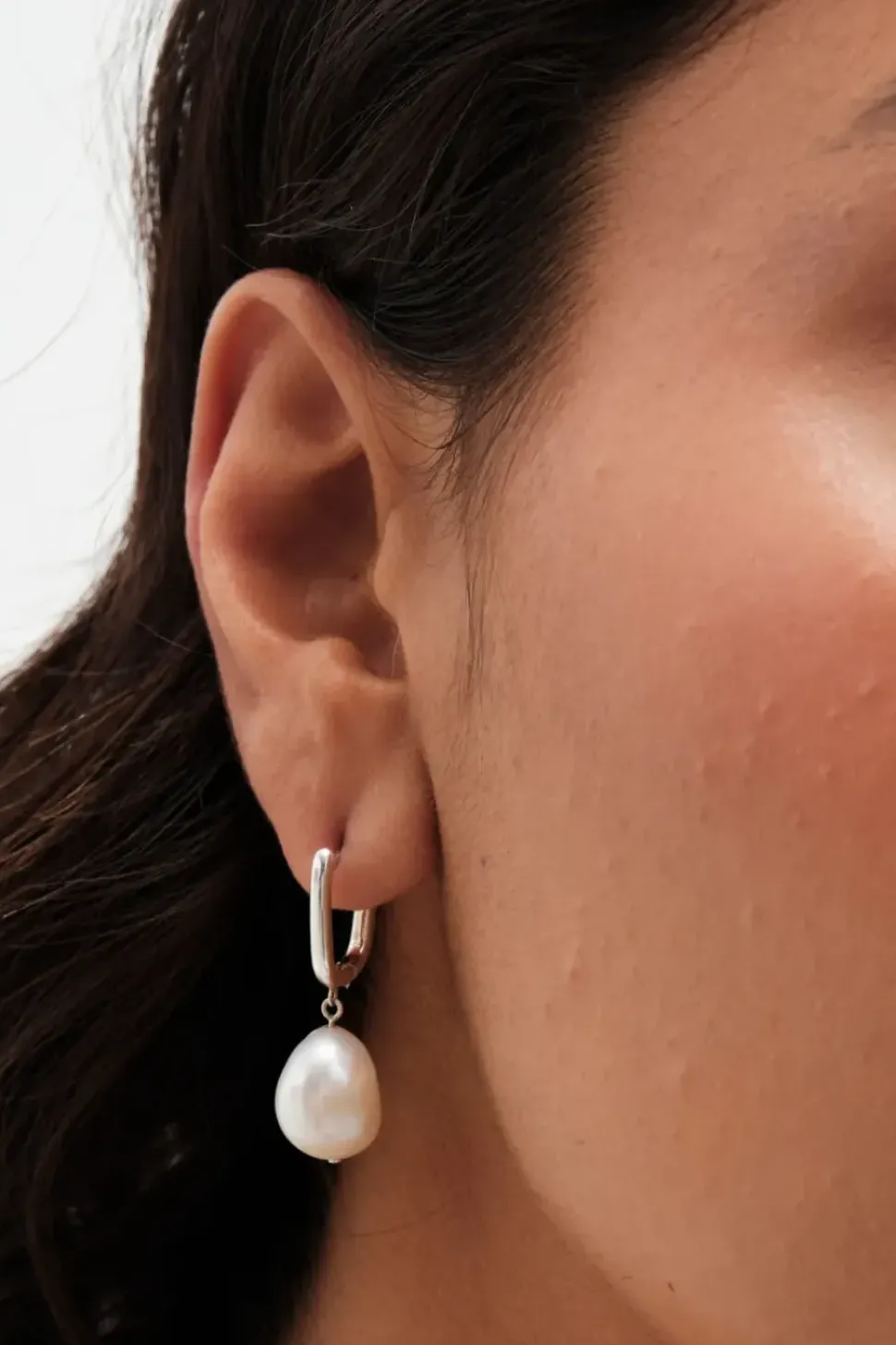 Sterling Silver 925 Fresh Water Pearl Hoop Earrings