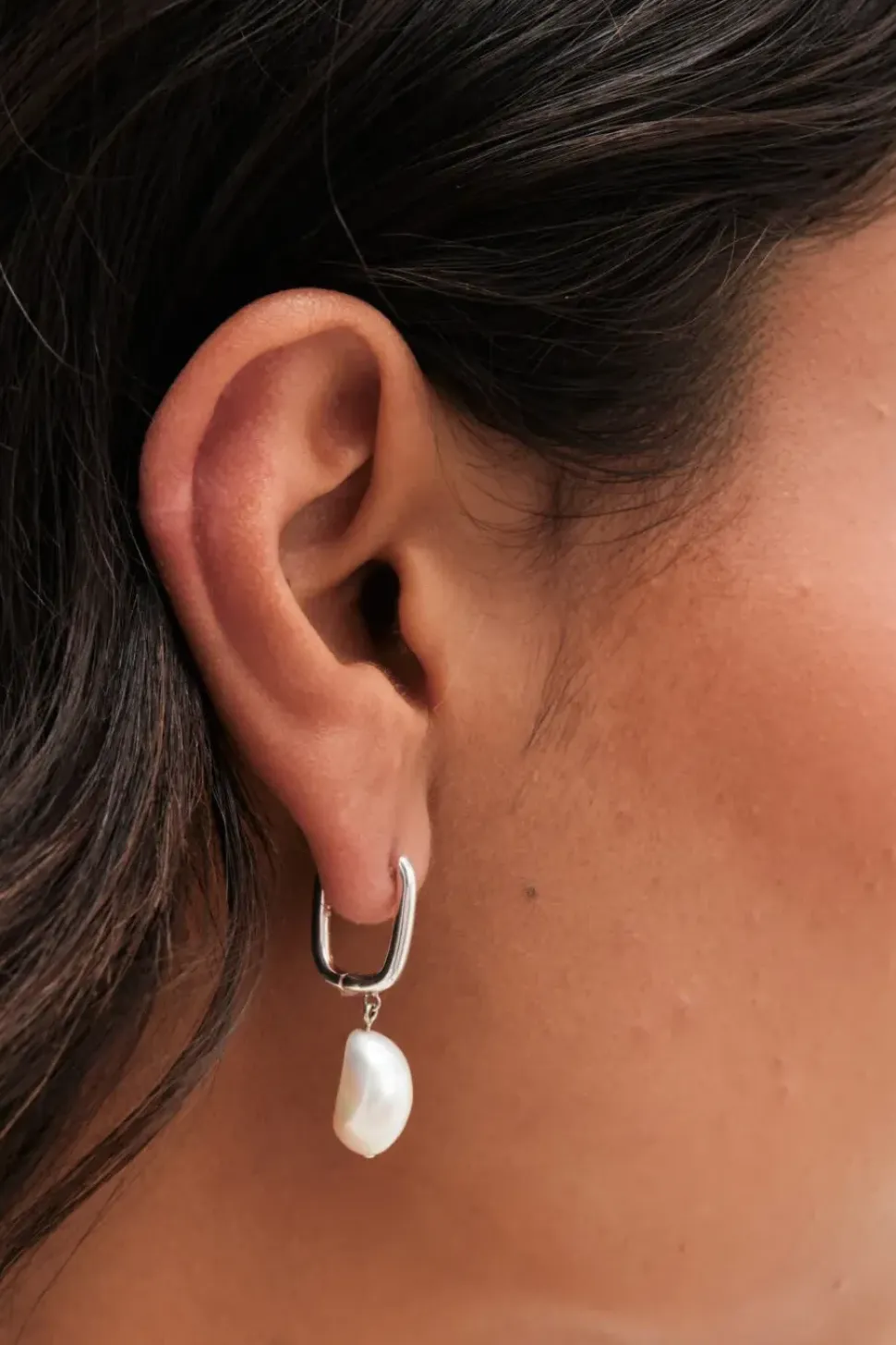 Sterling Silver 925 Fresh Water Pearl Hoop Earrings