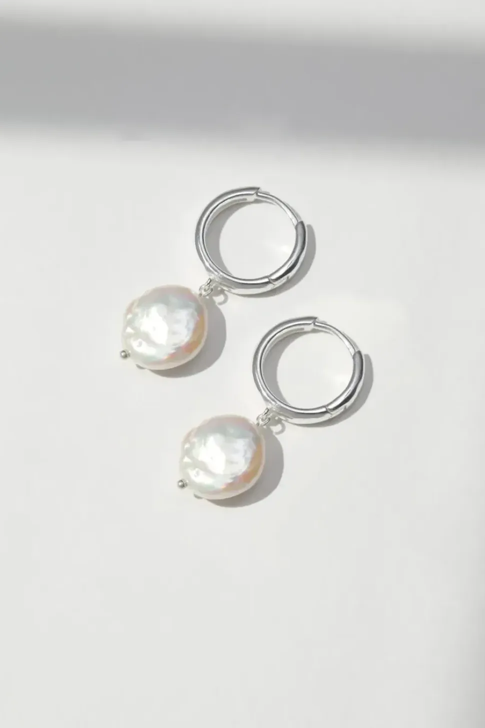 Sterling Silver 925 Freshwater Pearl Hoop Earrings