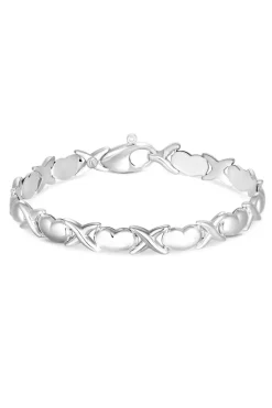 Sterling Silver 925 Heart Kiss Bracelet