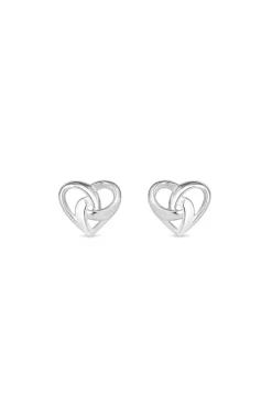 Sterling Silver 925 Knotted Heart Stud Earrings