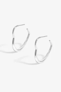 Sterling Silver 925 Large Polished Heart Hoop Earrings