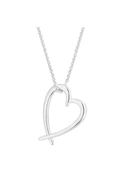 Sterling Silver 925 Open Heart Pendant Necklace