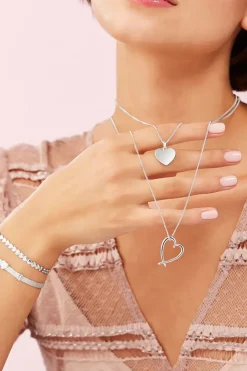 Sterling Silver 925 Open Heart Pendant Necklace