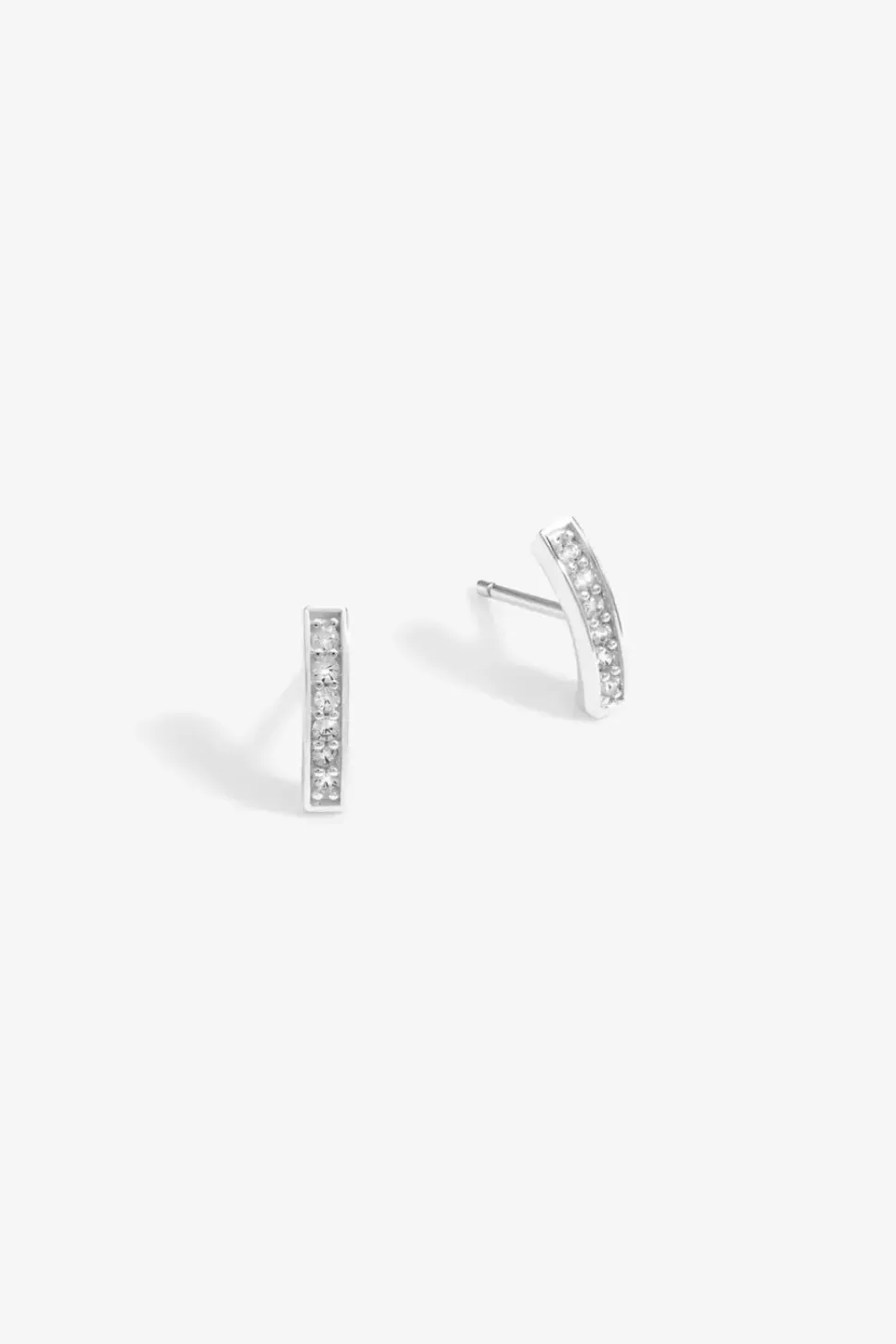 Sterling Silver 925 Pave Stick Earrings