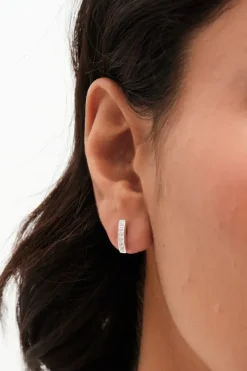 Sterling Silver 925 Pave Stick Earrings