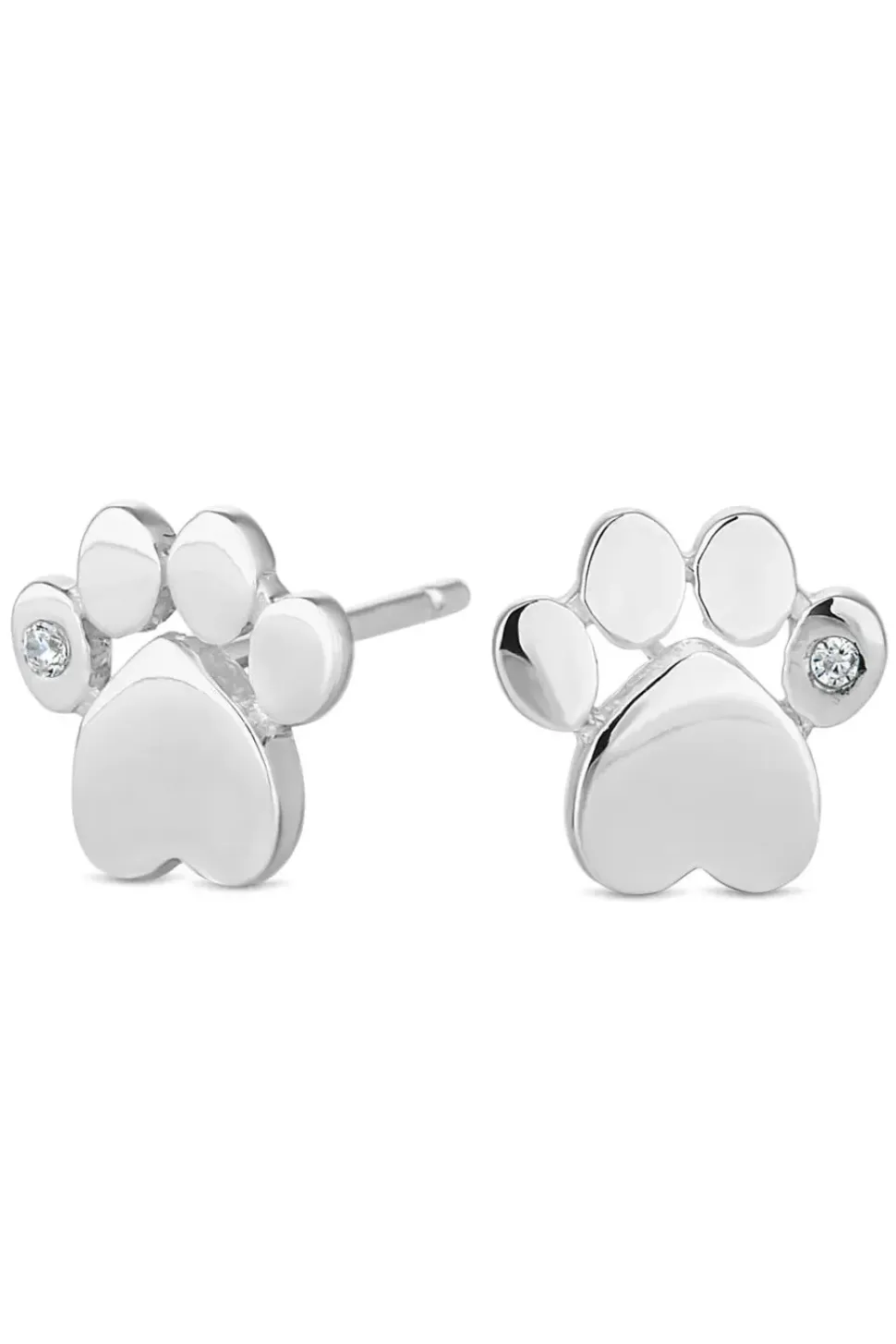 Sterling Silver 925 Paw Print Stud Earrings