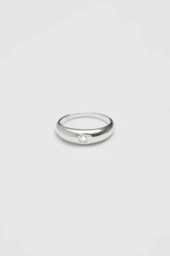 Sterling Silver 925 Polished And Cubic Zirconia Band Ring