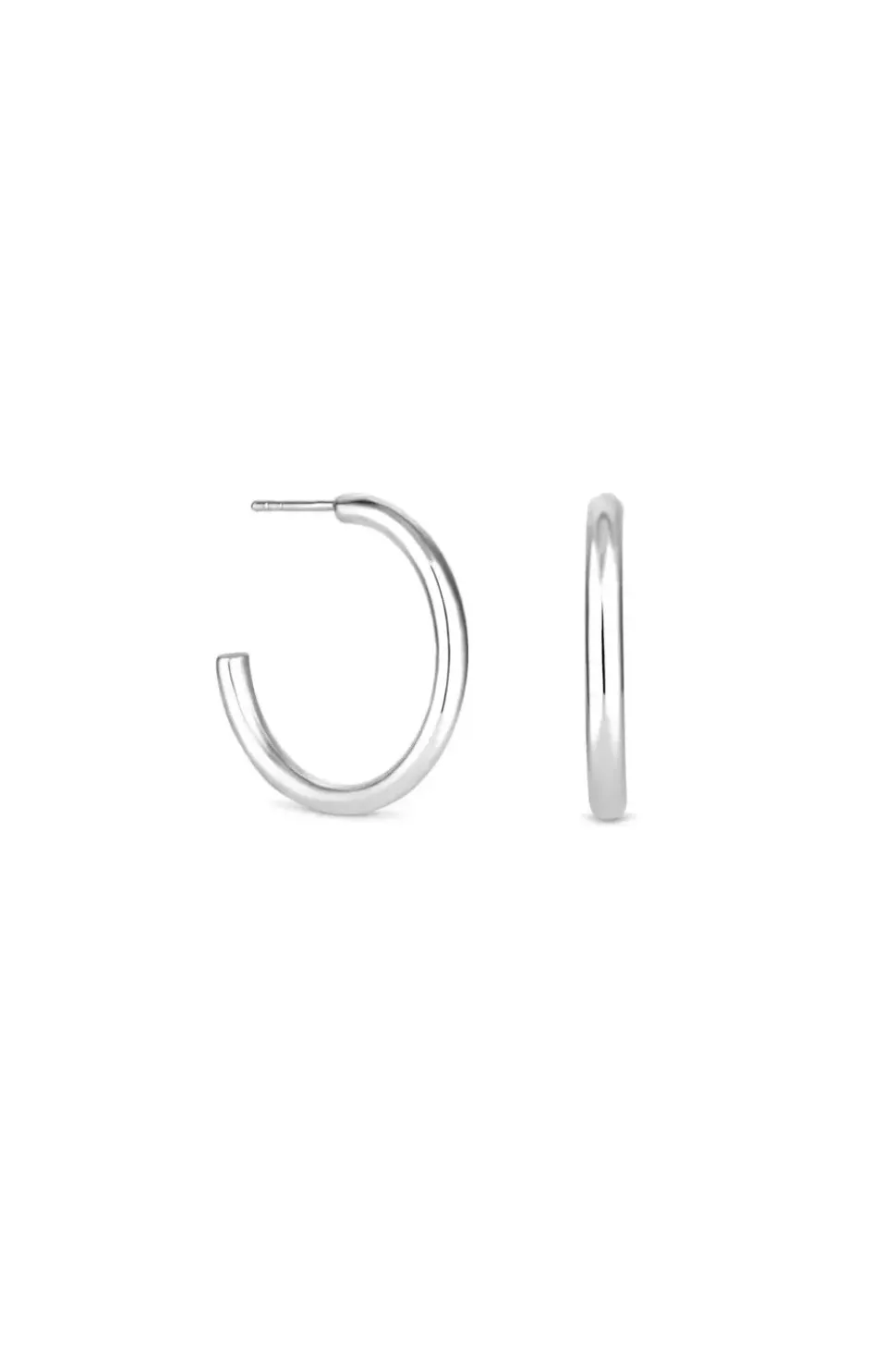 Sterling Silver 925 Polished and Pave Heart Stud Earrings