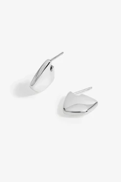 Sterling Silver 925 Polished Angular Hoop Earrings