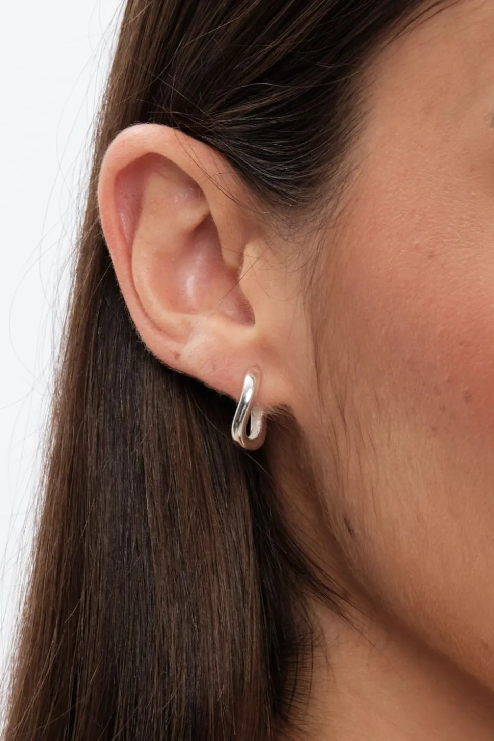 Sterling Silver 925 Polished Curve Twist Hoop Earrings