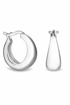 Sterling Silver 925 Polished Diamond Cut Clover Charm Hoop Earrings