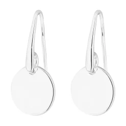 Sterling Silver 925 Polished Disc Drop Earrings
