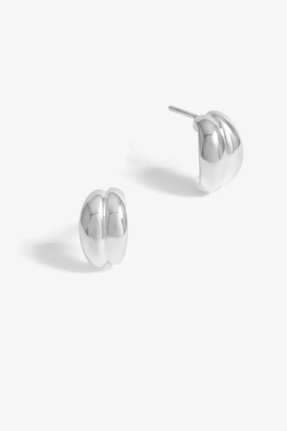 Sterling Silver 925 Polished Double Row Ridge Drop Earrings