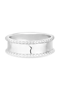 Sterling Silver 925 Polished Fluid Bead Band Ring