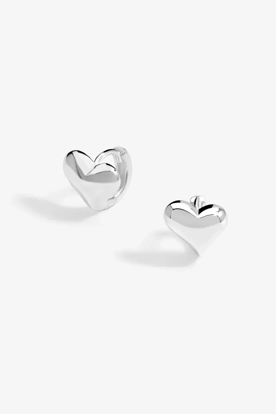 Sterling Silver 925 Polished Heart Huggie Hoop Earrings