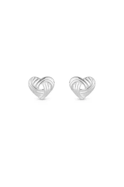 Sterling Silver 925 Polished Knot Heart Stud Earrings