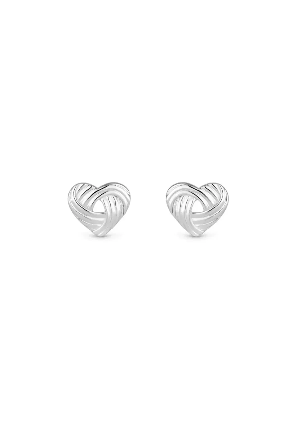 Sterling Silver 925 Polished Knot Heart Stud Earrings