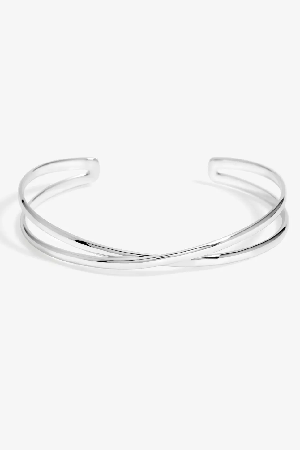 Sterling Silver 925 Polished Open Crossover Cuff