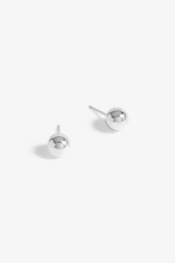 Sterling Silver 925 Polished Orb Stud Earrings
