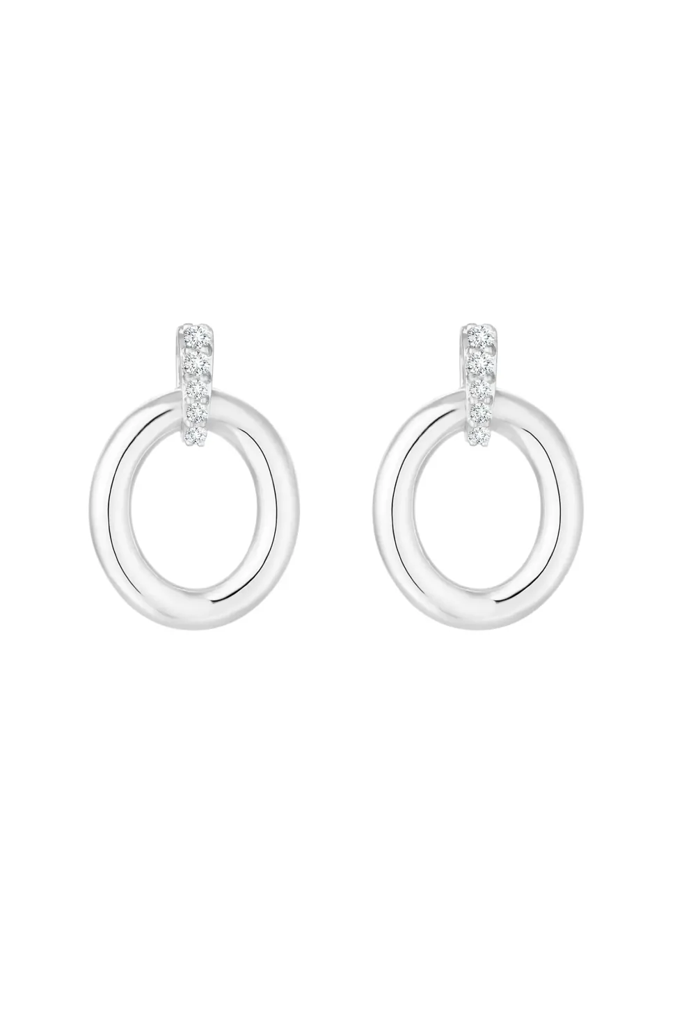 Sterling Silver 925 Polished Oval Link Drop Earrings