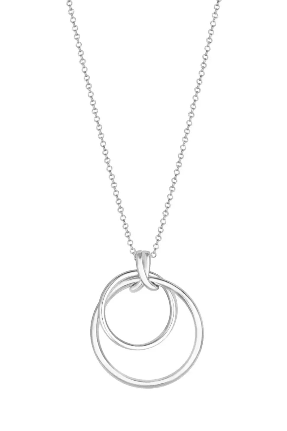 Sterling Silver 925 Polished Round Double Pendant Necklace