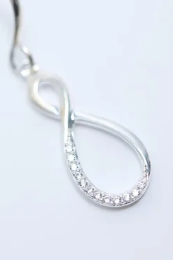 Sterling Silver 925 Polished Silver Crystal Besel Charm Hoop Earrings