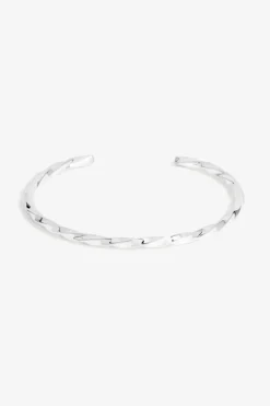 Sterling Silver 925 Polished Textured Molten Cuff