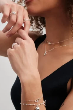 Sterling Silver 925 Puff Heart T Bar Necklace