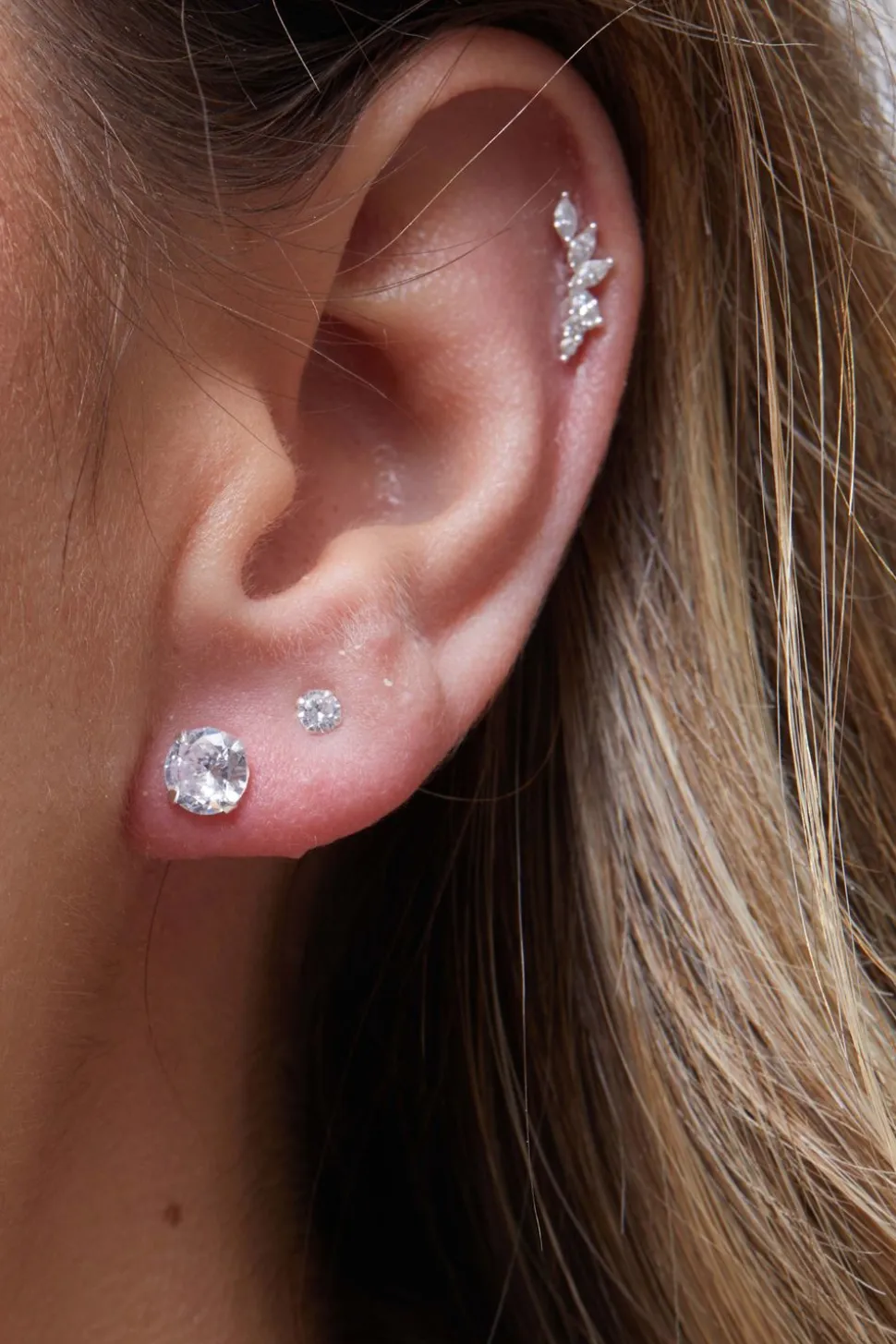 Sterling Silver 925 With Cubic Zirconia 6Mm Round Stud Earrings